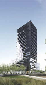 The Phase 3 tower, currently under construction, blends design elements from the first two phases.